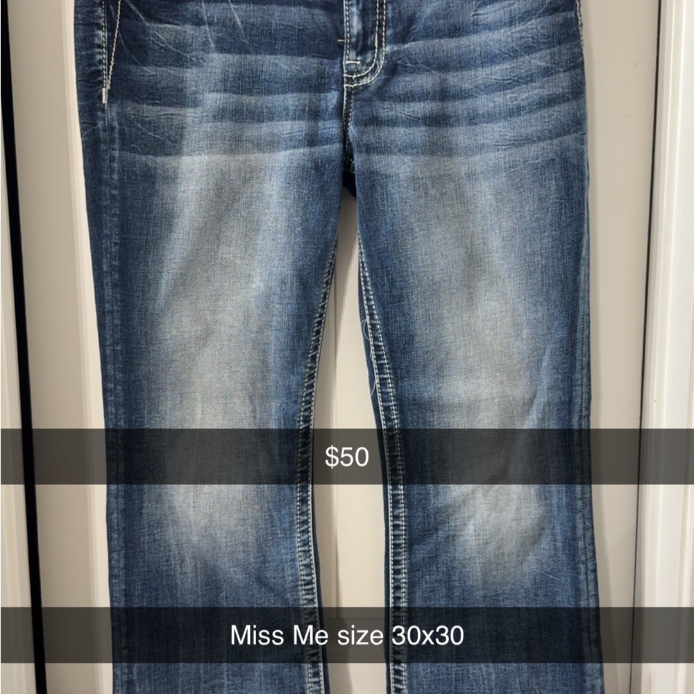Miss Me Blue Straight Leg Jeans with Vintage Wash